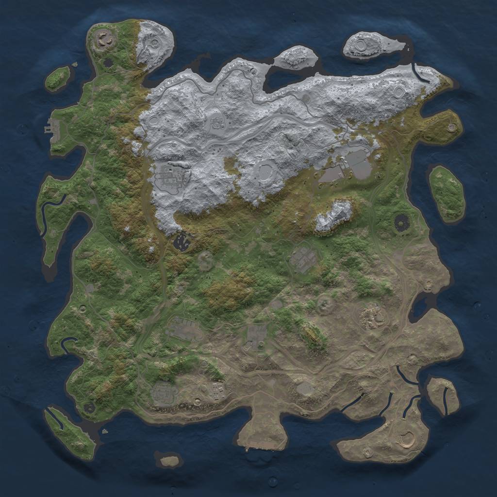 Rust Map: Procedural Map, Size: 4500, Seed: 2123564684, 20 Monuments