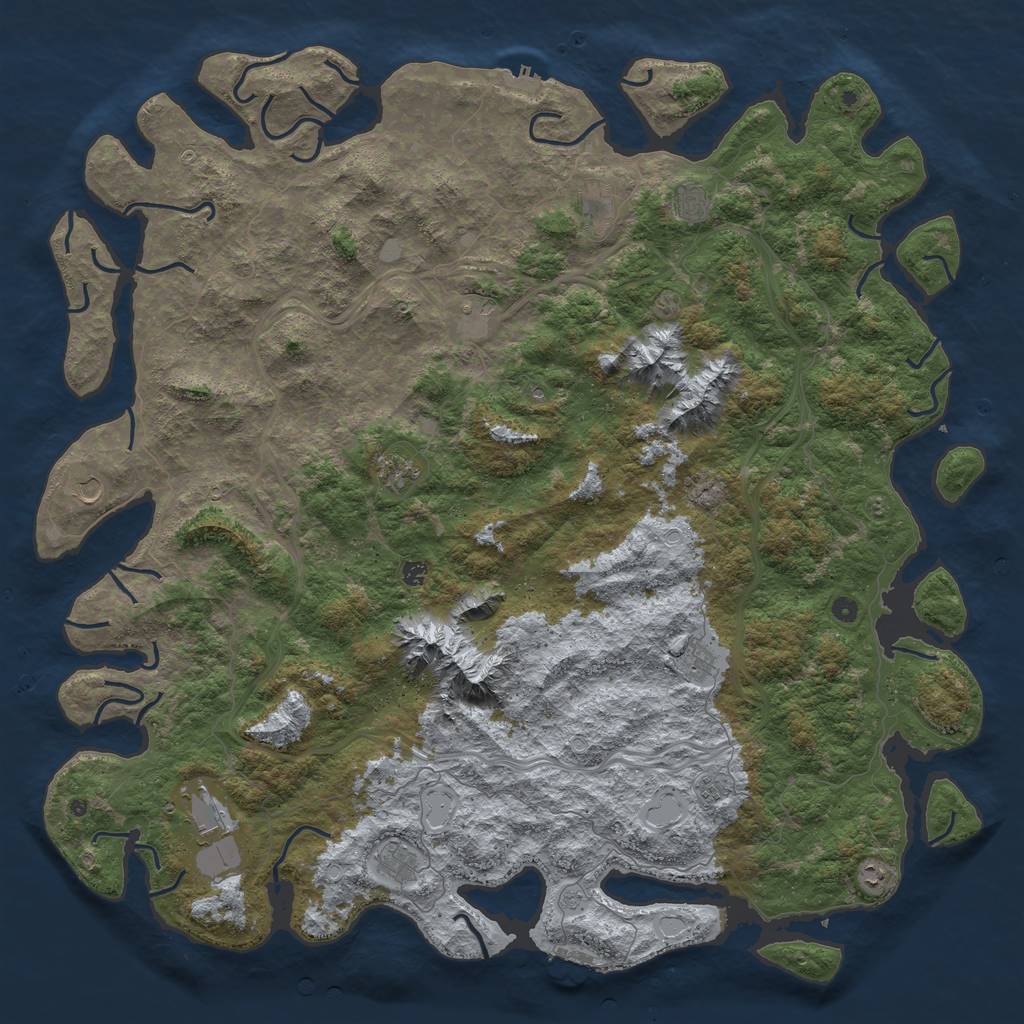 Rust Map: Procedural Map, Size: 6000, Seed: 493405342, 20 Monuments