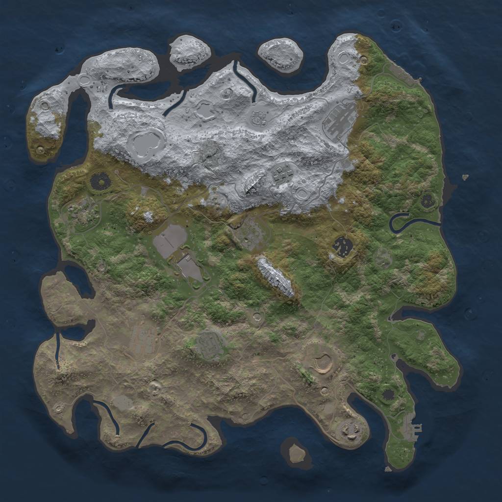 Rust Map: Procedural Map, Size: 3850, Seed: 685965190, 19 Monuments