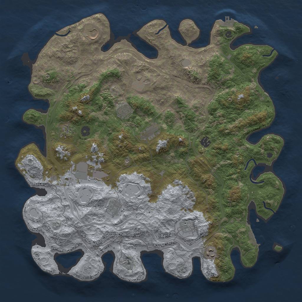 Rust Map: Procedural Map, Size: 4500, Seed: 116233948, 20 Monuments