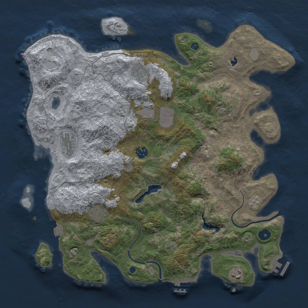 Rust Map: Procedural Map, Size: 4000, Seed: 1704485747, 14 Monuments
