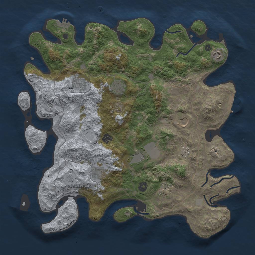 Rust Map: Procedural Map, Size: 4000, Seed: 1836491243, 16 Monuments