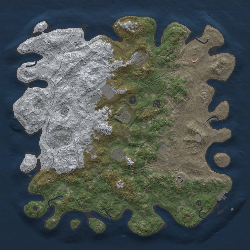 Rust Map: Procedural Map, Size: 4500, Seed: 50056, 19 Monuments