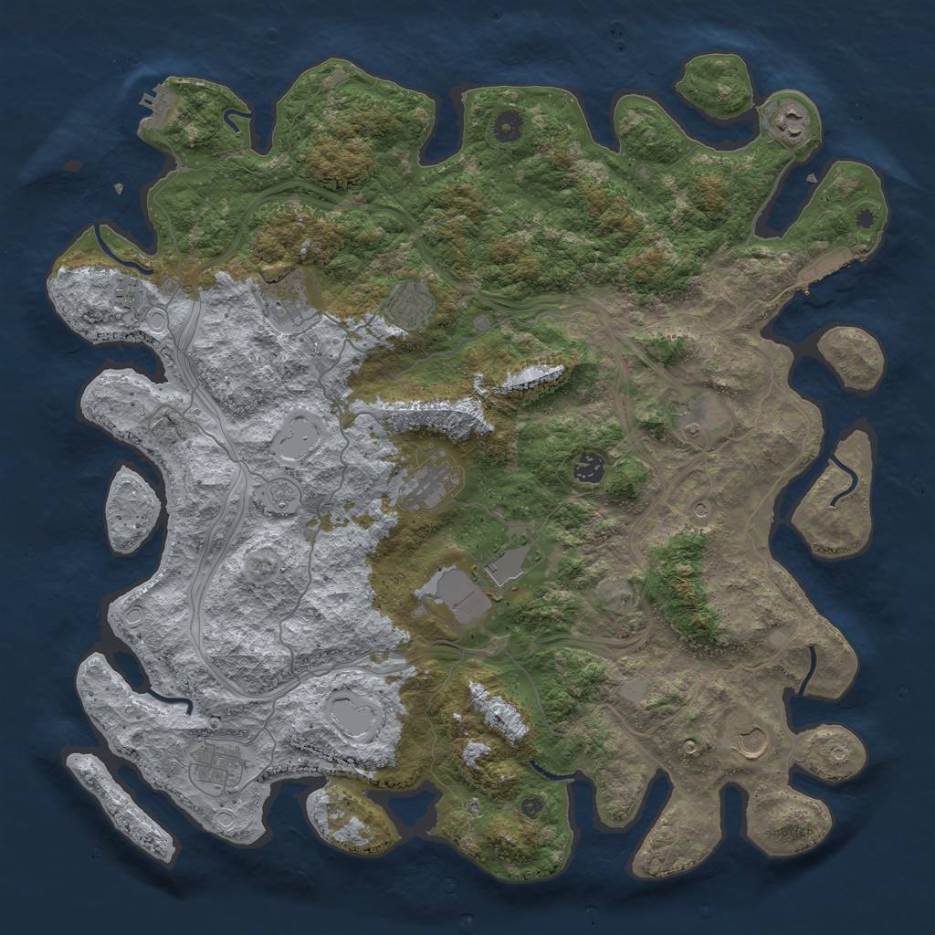 Rust Map: Procedural Map, Size: 4500, Seed: 73545204, 19 Monuments