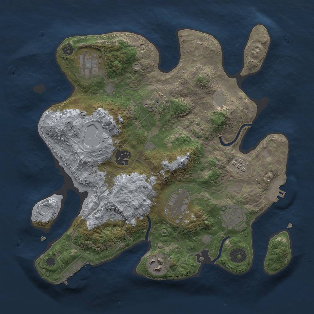 Rust Map: Procedural Map, Size: 3000, Seed: 410216939, 15 Monuments