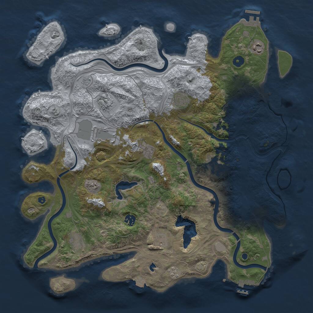 Rust Map: Procedural Map, Size: 4250, Seed: 2086980971, 16 Monuments