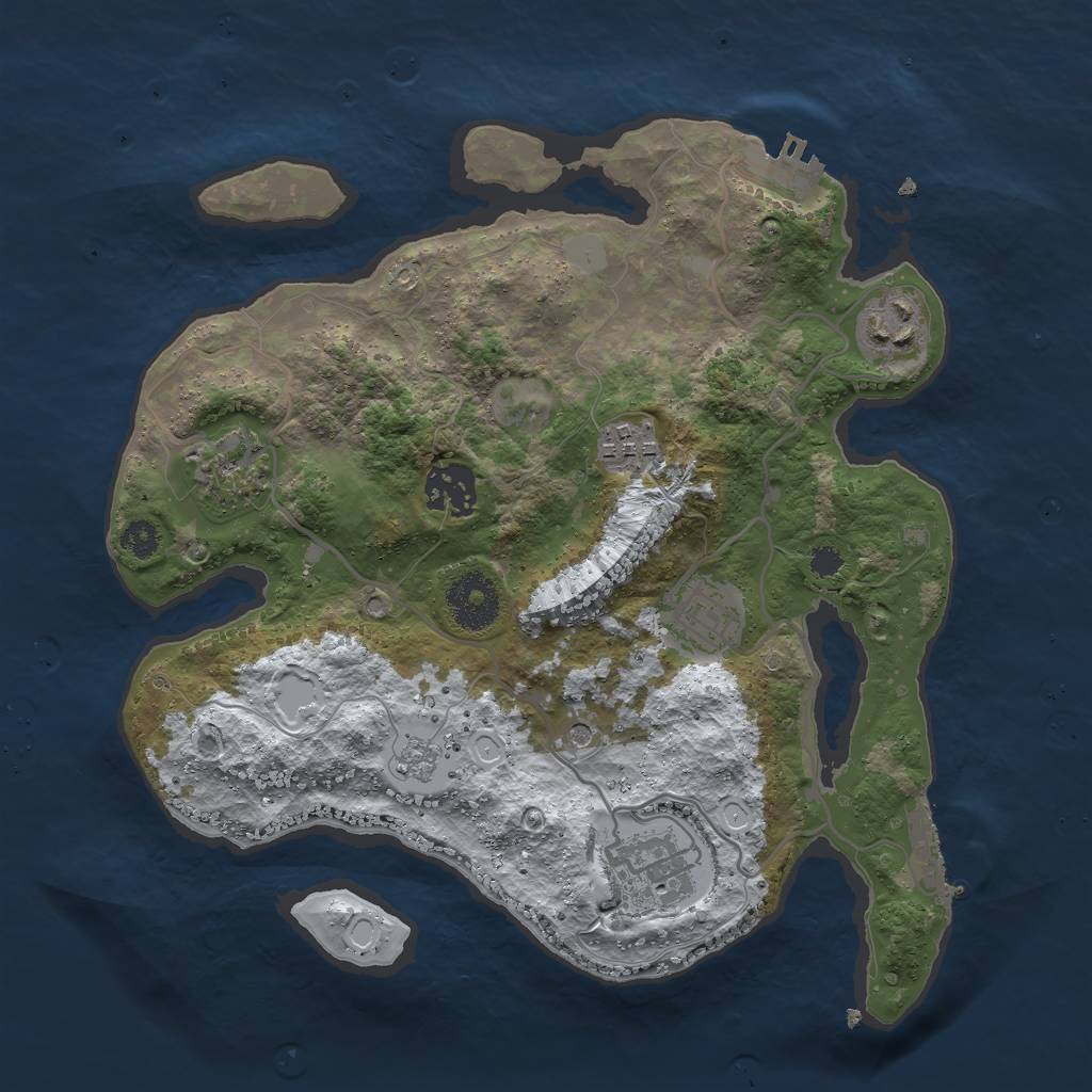 Rust Map: Procedural Map, Size: 2999, Seed: 8654409, 15 Monuments