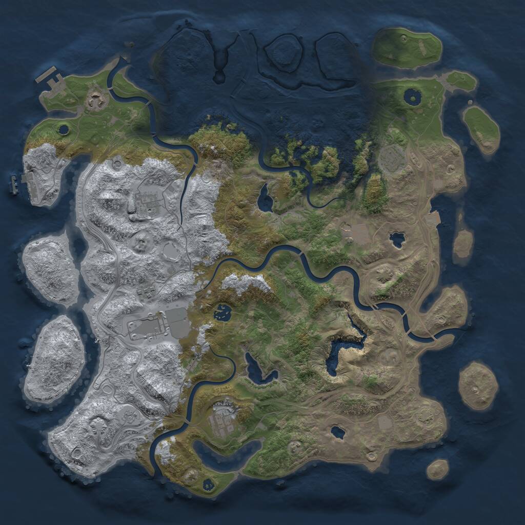 Rust Map: Procedural Map, Size: 4500, Seed: 1156950425, 14 Monuments
