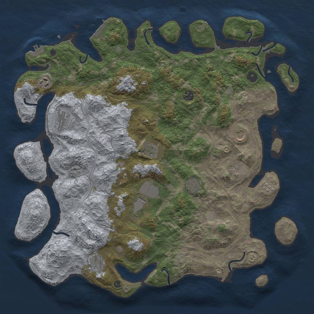 Rust Map: Procedural Map, Size: 4500, Seed: 1156950425, 19 Monuments