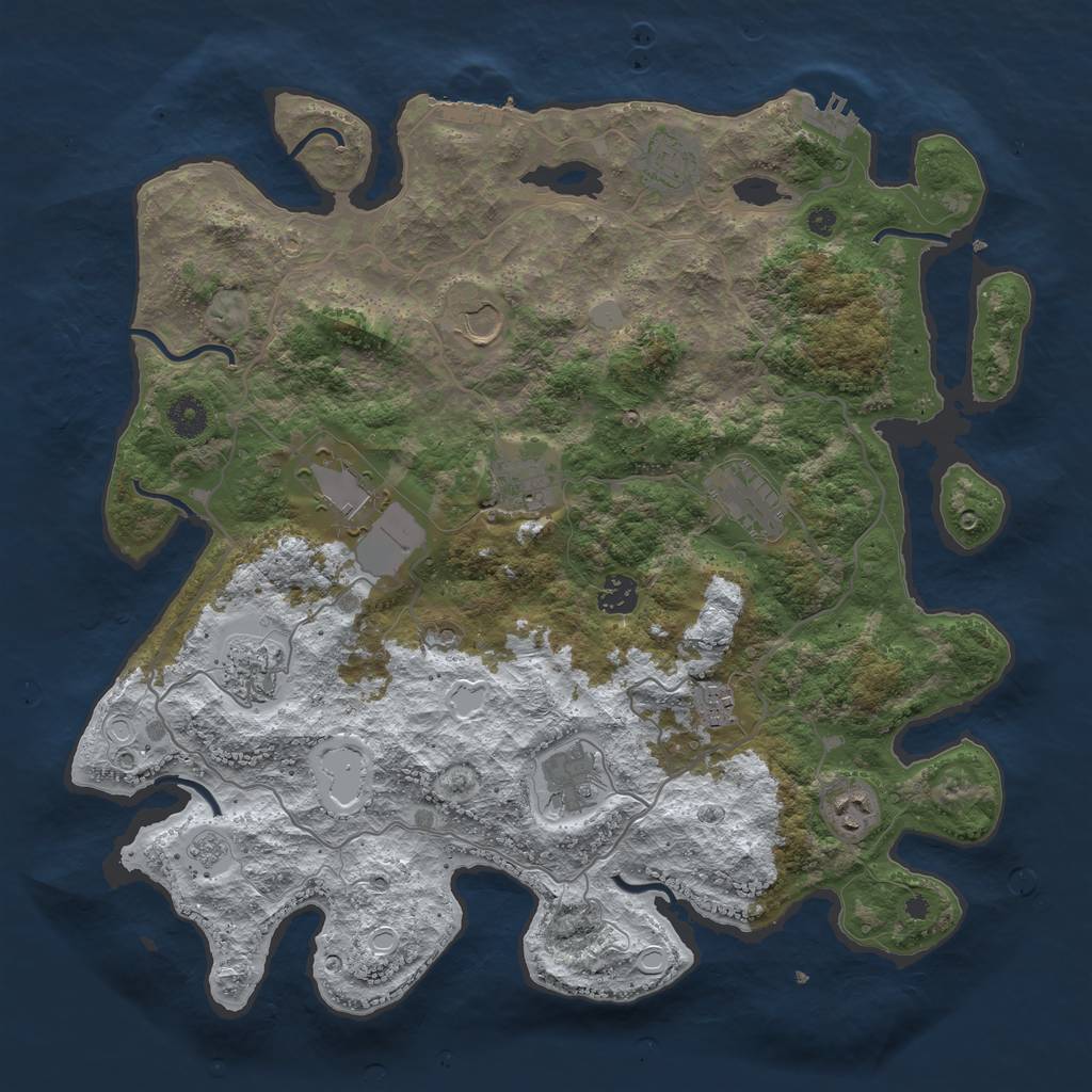 Rust Map: Procedural Map, Size: 4000, Seed: 889507265, 19 Monuments