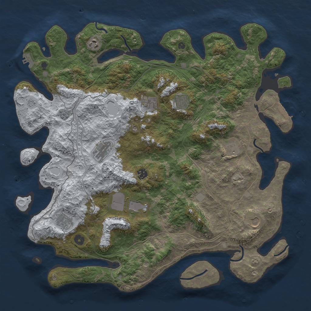 Rust Map: Procedural Map, Size: 4500, Seed: 7307013, 19 Monuments