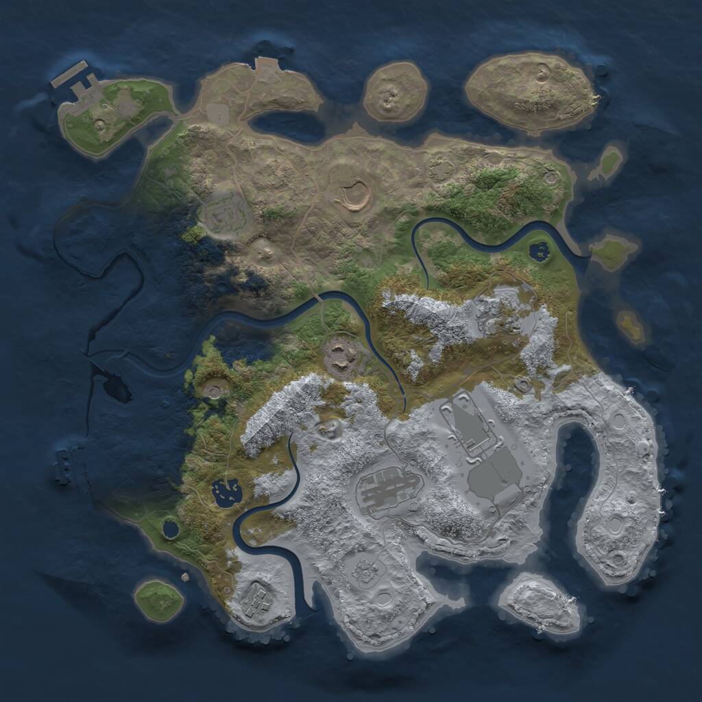 Rust Map: Procedural Map, Size: 3500, Seed: 368631109, 14 Monuments