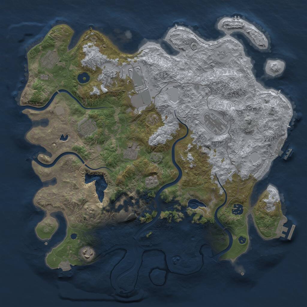 Rust Map: Procedural Map, Size: 4000, Seed: 34790503, 16 Monuments
