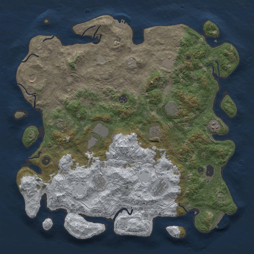 Rust Map: Procedural Map, Size: 4500, Seed: 2101276117, 20 Monuments