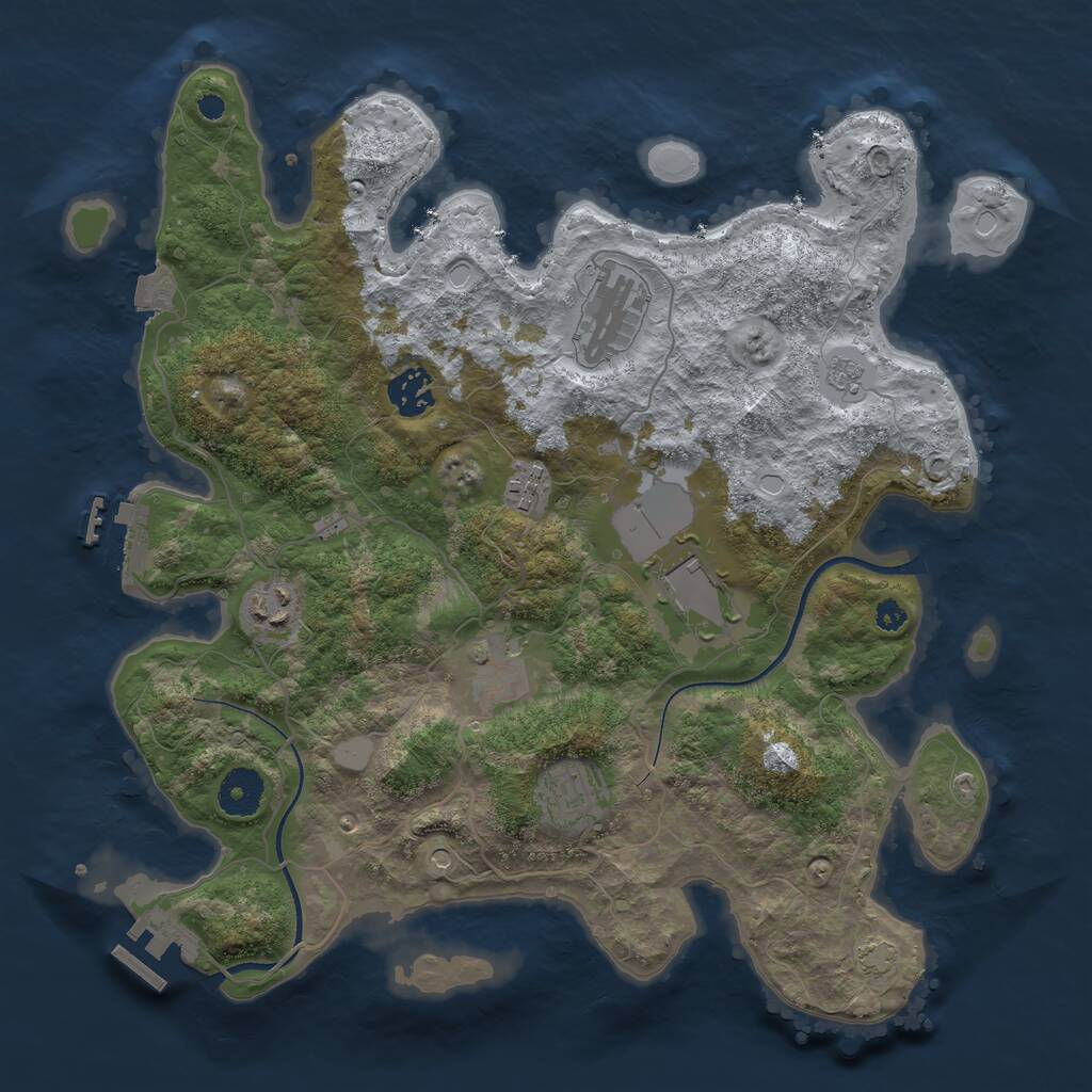 Rust Map: Procedural Map, Size: 3500, Seed: 1154875056, 13 Monuments