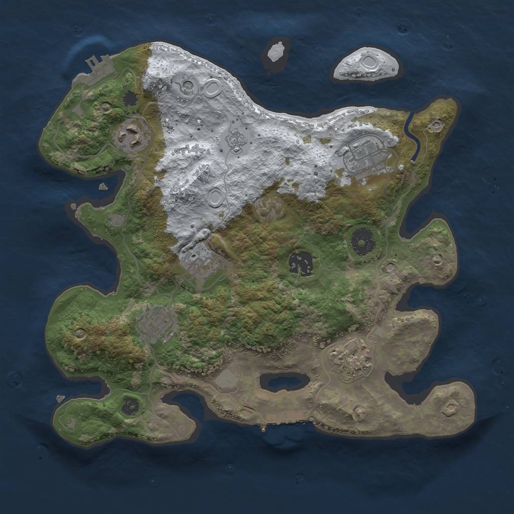 Rust Map: Procedural Map, Size: 3000, Seed: 1251517641, 15 Monuments