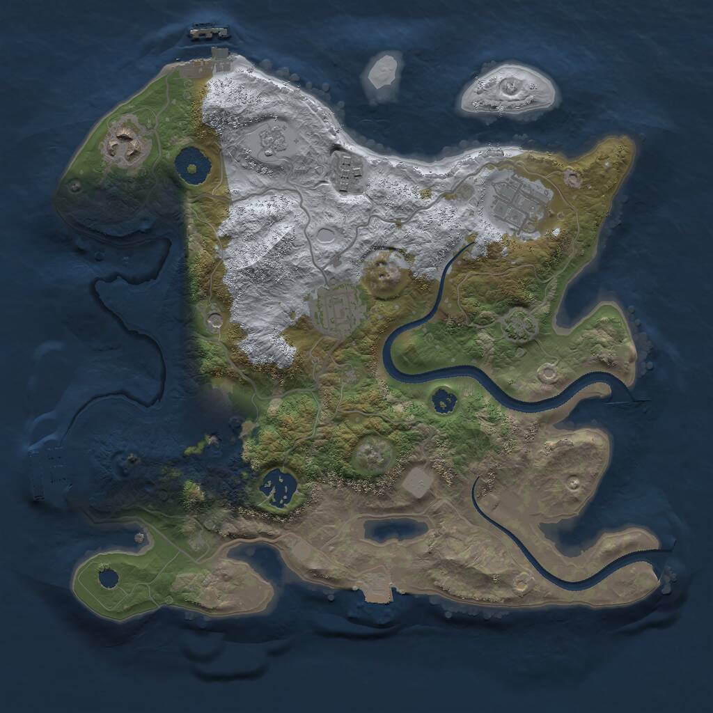 Rust Map: Procedural Map, Size: 3000, Seed: 1251517641, 12 Monuments