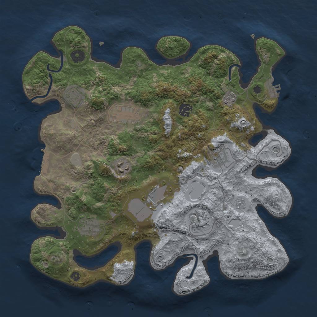 Rust Map: Procedural Map, Size: 3500, Seed: 2122084420, 16 Monuments