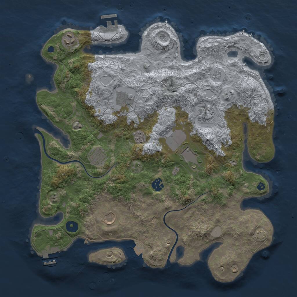 Rust Map: Procedural Map, Size: 3700, Seed: 917870983, 14 Monuments