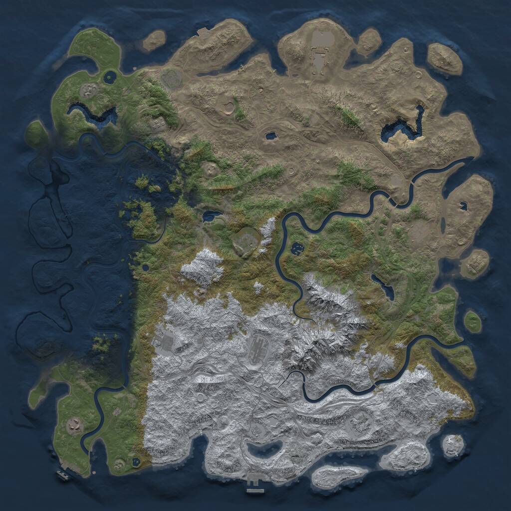 Rust Map: Procedural Map, Size: 6000, Seed: 1241149981, 17 Monuments