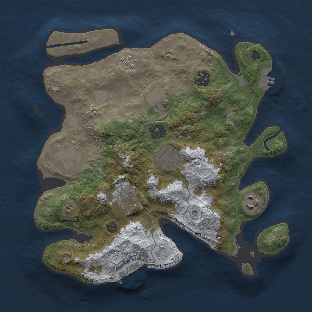 Rust Map: Procedural Map, Size: 3000, Seed: 2134874359, 16 Monuments