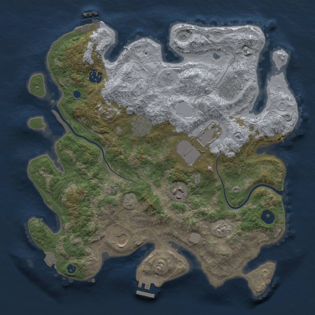 Rust Map: Procedural Map, Size: 3500, Seed: 643544, 12 Monuments