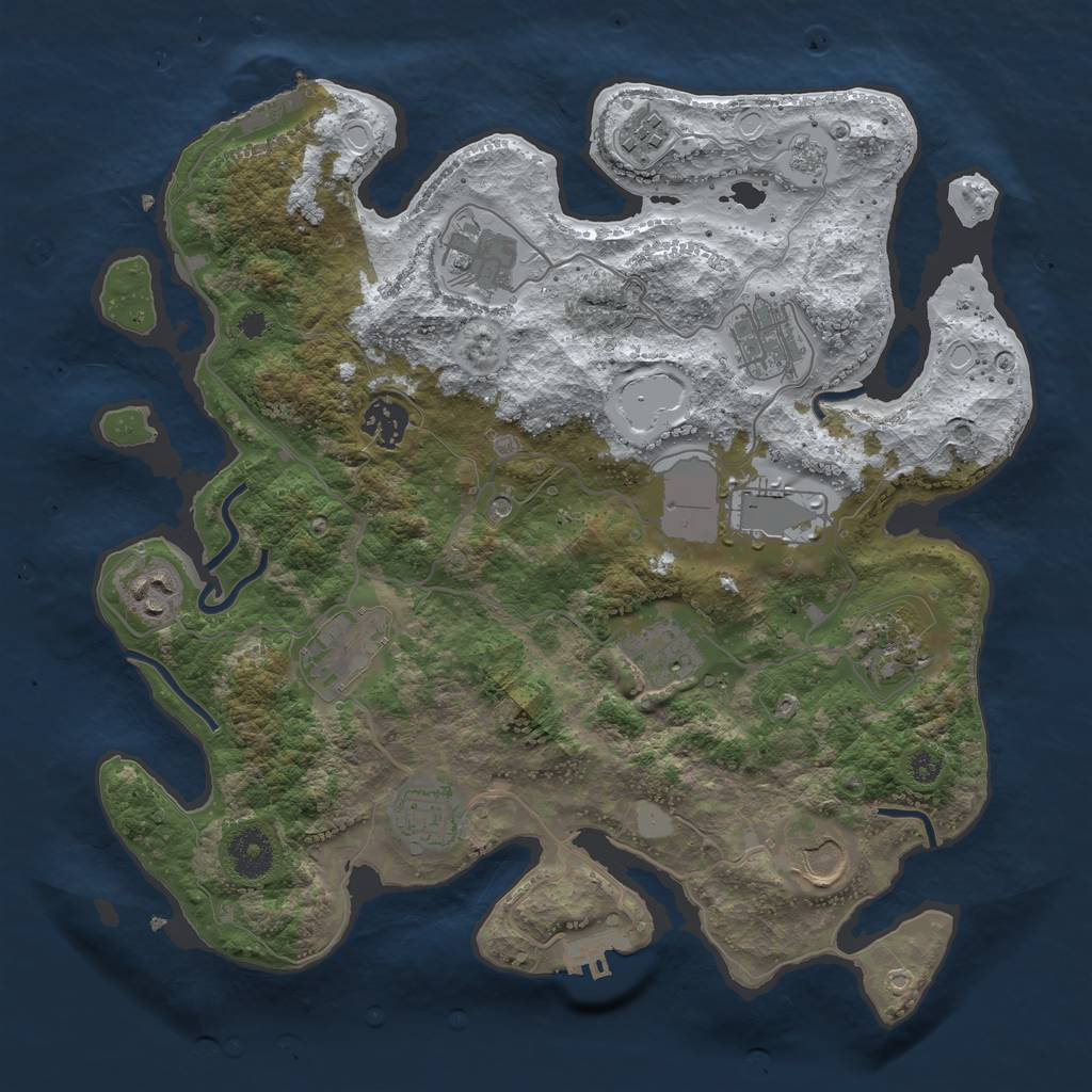 Rust Map: Procedural Map, Size: 3500, Seed: 643544, 20 Monuments