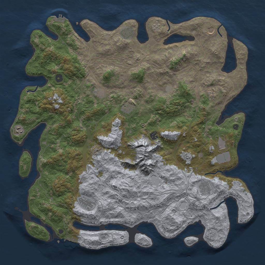 Rust Map: Procedural Map, Size: 5000, Seed: 934625799, 20 Monuments