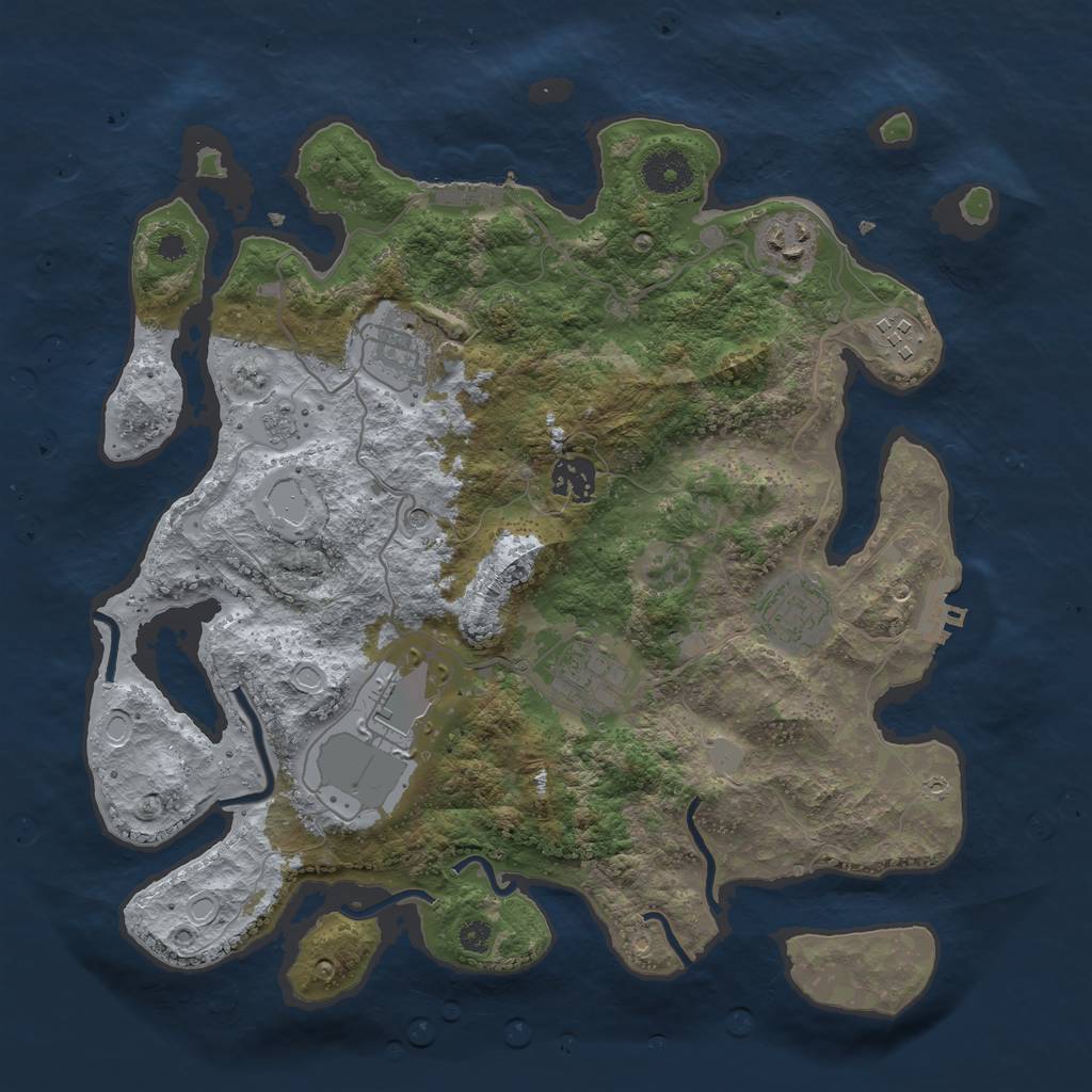 Rust Map: Procedural Map, Size: 3500, Seed: 980309298, 16 Monuments
