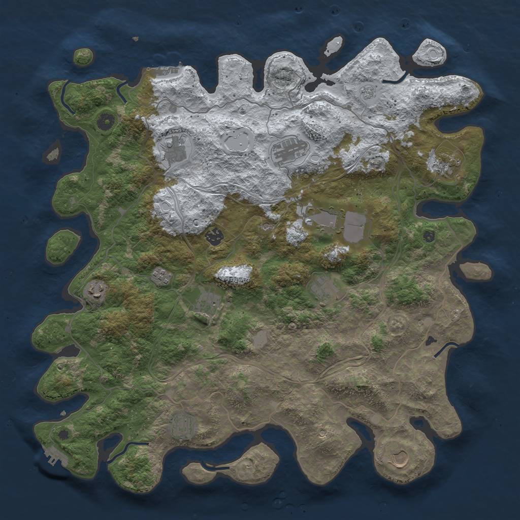 Rust Map: Procedural Map, Size: 4500, Seed: 1920203524, 20 Monuments