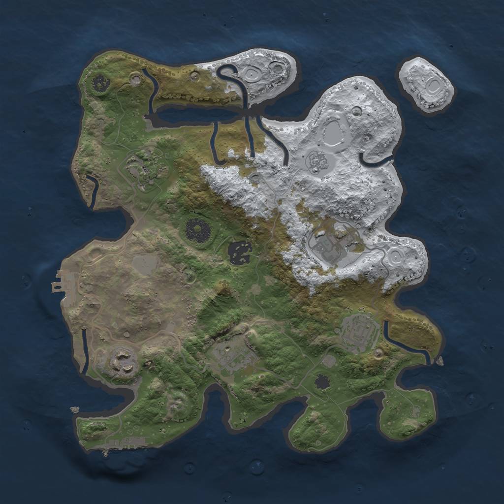 Rust Map: Procedural Map, Size: 3000, Seed: 744447130, 14 Monuments