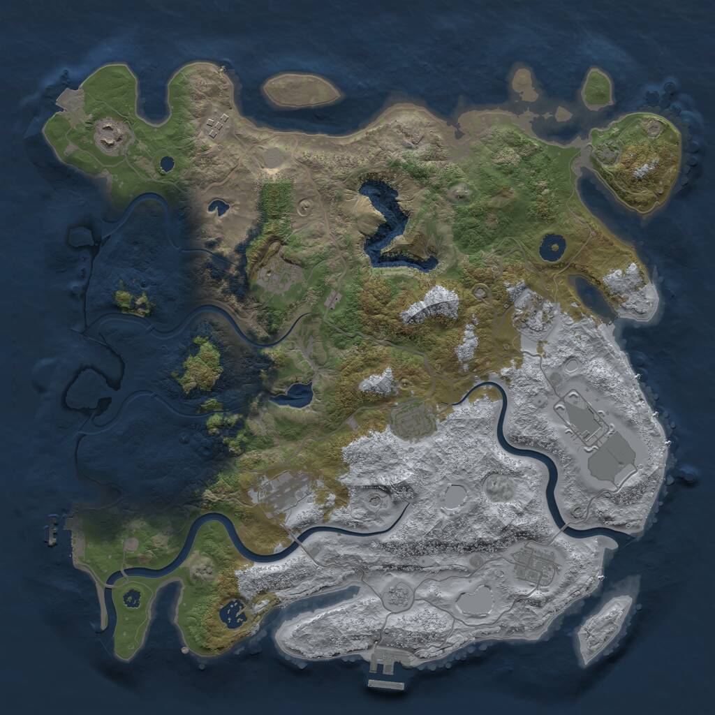 Rust Map: Procedural Map, Size: 4000, Seed: 54843591, 15 Monuments