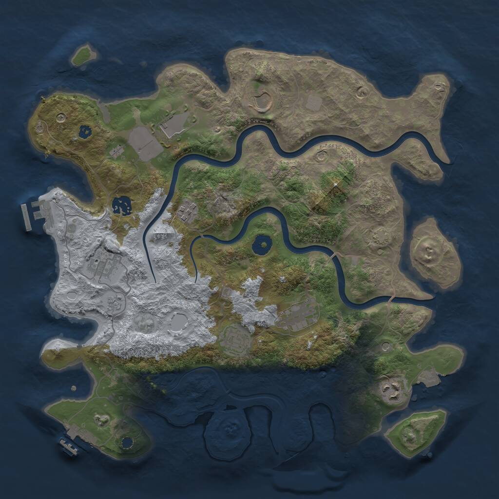 Rust Map: Procedural Map, Size: 3700, Seed: 489256153, 14 Monuments