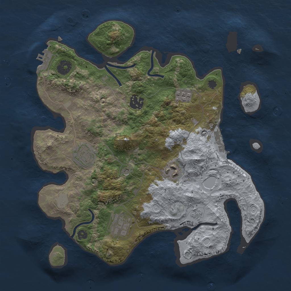 Rust Map: Procedural Map, Size: 3000, Seed: 575345, 14 Monuments