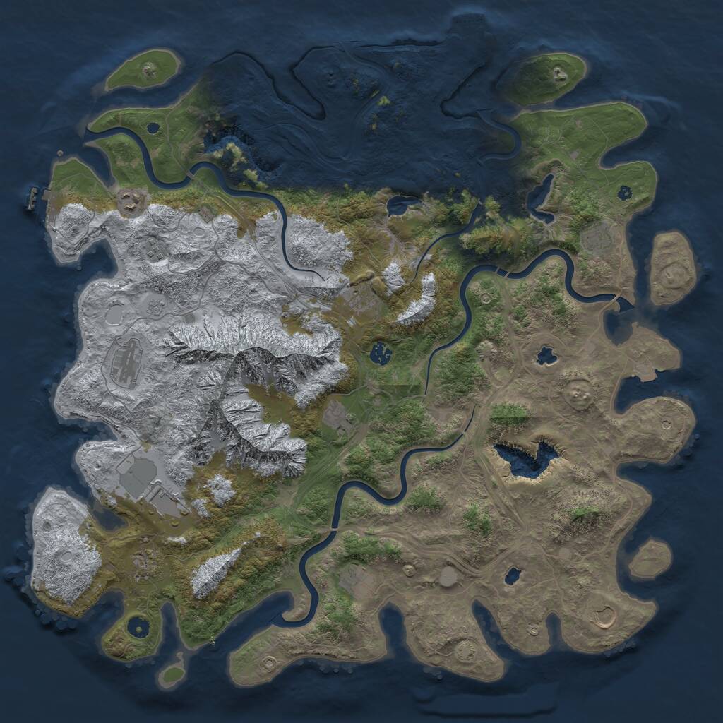 Rust Map: Procedural Map, Size: 5000, Seed: 714955771, 17 Monuments