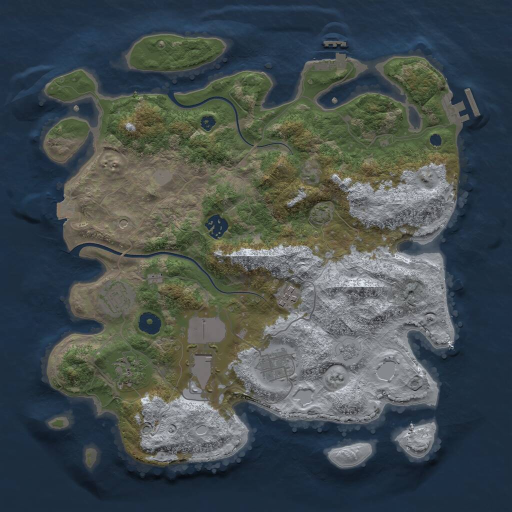 Rust Map: Procedural Map, Size: 3500, Seed: 705074411, 12 Monuments