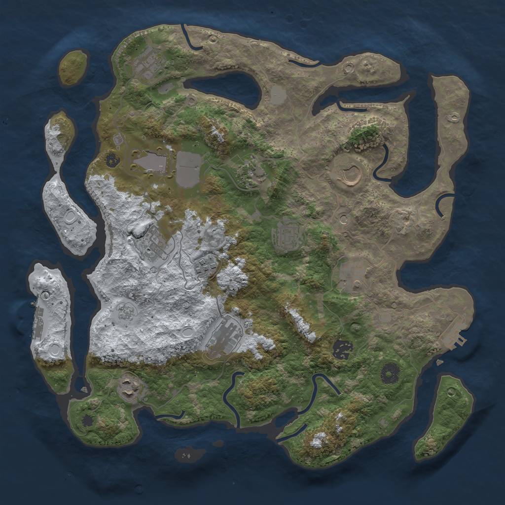 Rust Map: Procedural Map, Size: 3700, Seed: 1890263719, 20 Monuments