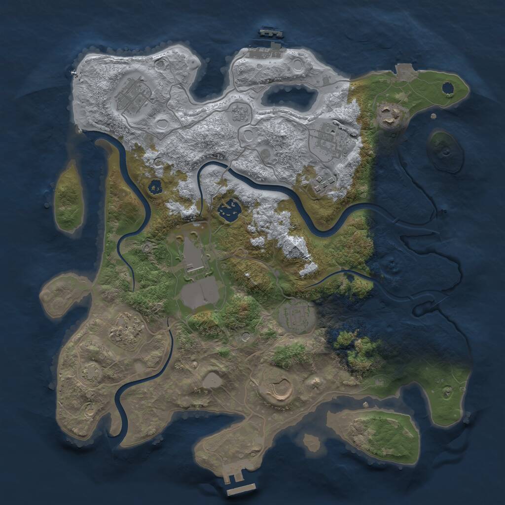 Rust Map: Procedural Map, Size: 3500, Seed: 9848942, 15 Monuments