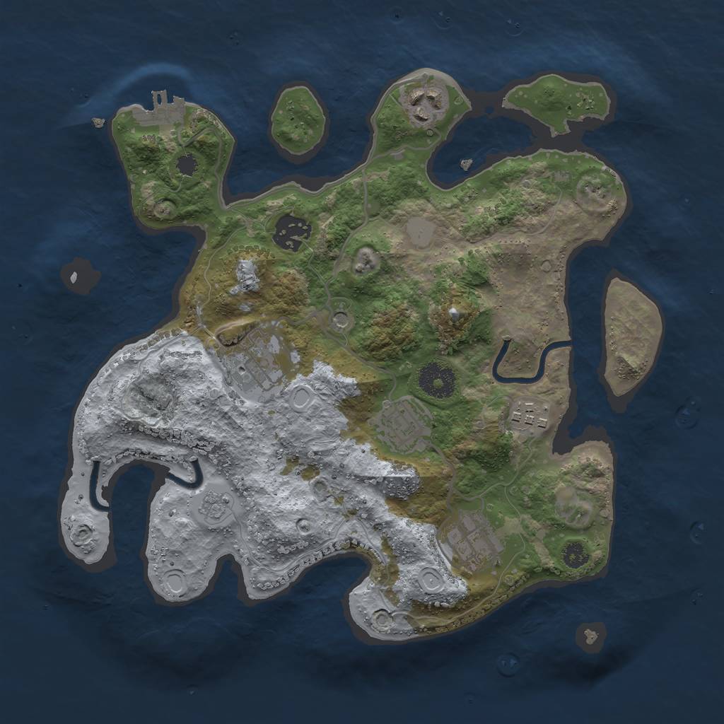 Rust Map: Procedural Map, Size: 3000, Seed: 2441514, 14 Monuments
