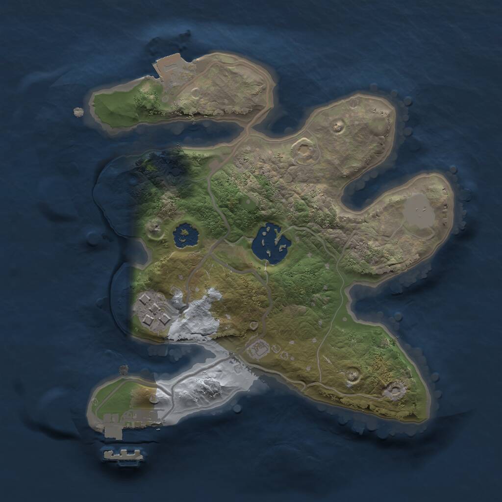 Rust Map: Procedural Map, Size: 2000, Seed: 124568, 4 Monuments