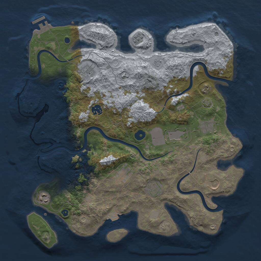 Rust Map: Procedural Map, Size: 3800, Seed: 1991832197, 14 Monuments