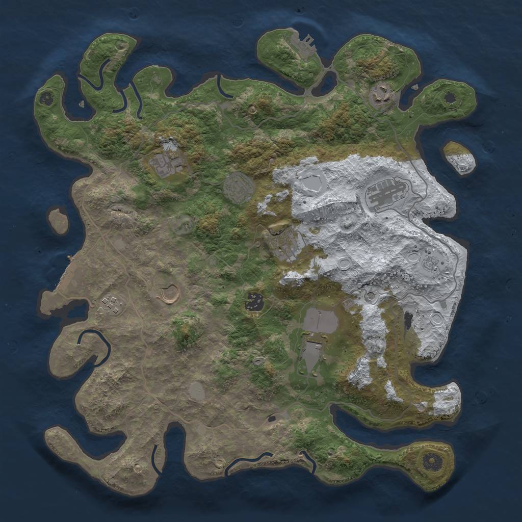 Rust Map: Procedural Map, Size: 4000, Seed: 496222701, 18 Monuments
