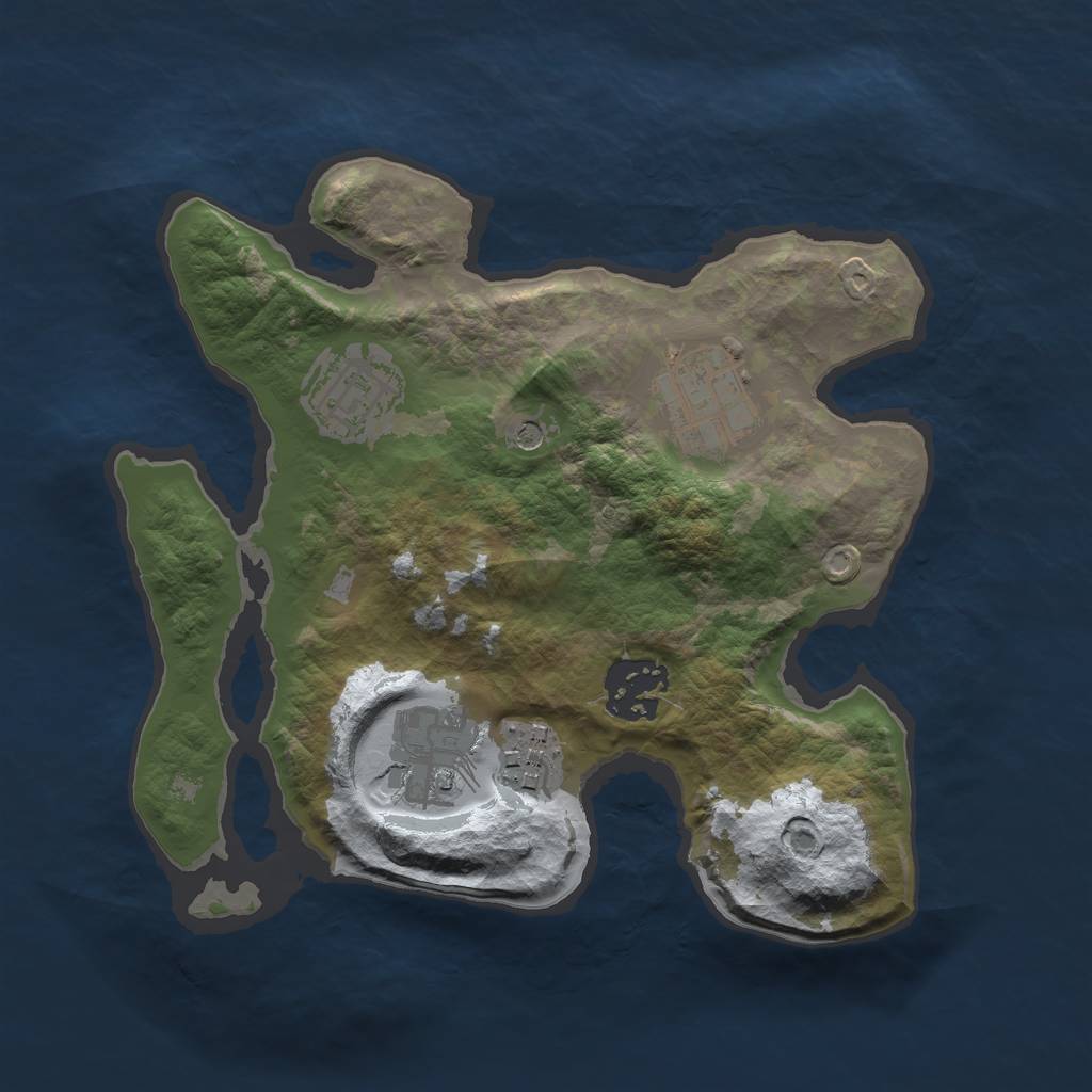 Rust Map: Barren, Size: 2500, Seed: 43, 8 Monuments