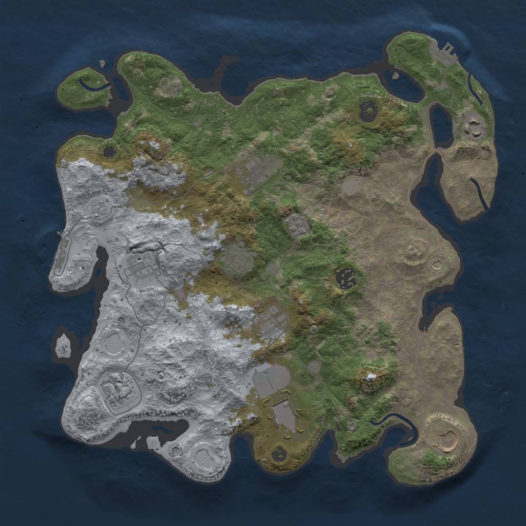 Rust Map: Procedural Map, Size: 3700, Seed: 406001306, 19 Monuments