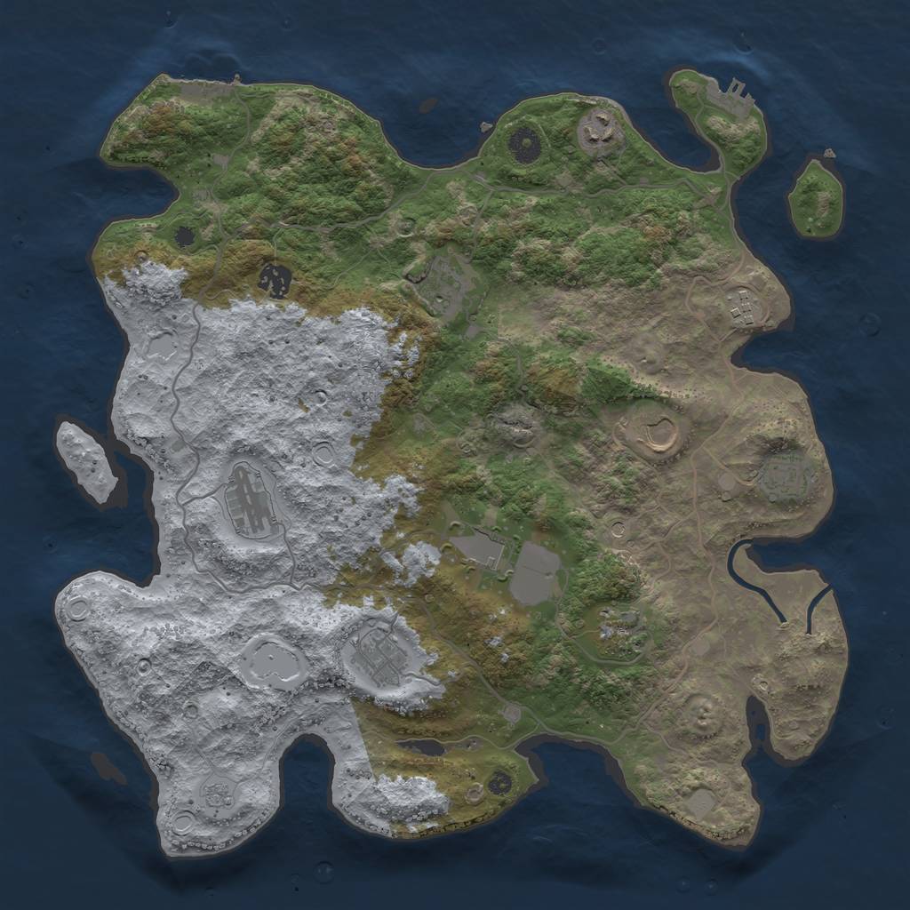Rust Map: Procedural Map, Size: 4000, Seed: 711749495, 19 Monuments