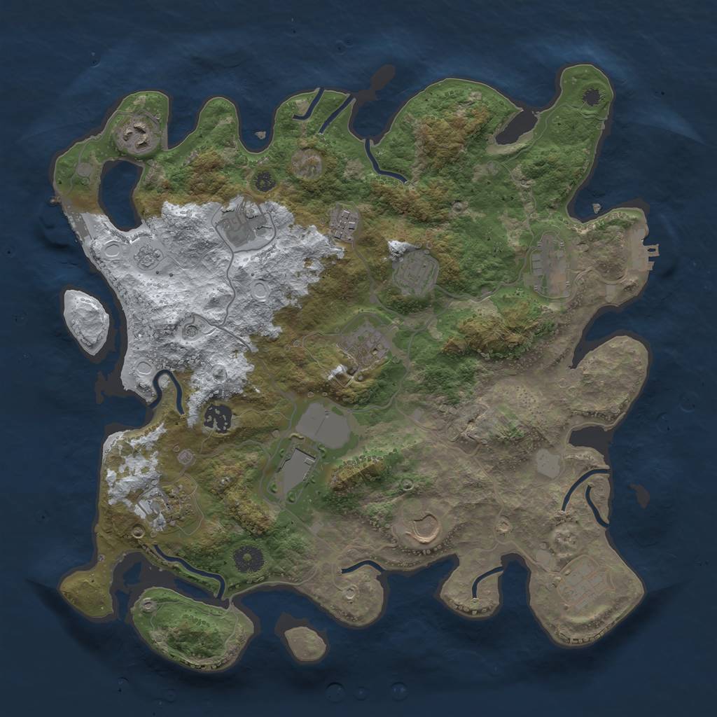 Rust Map: Procedural Map, Size: 3700, Seed: 75141255, 20 Monuments