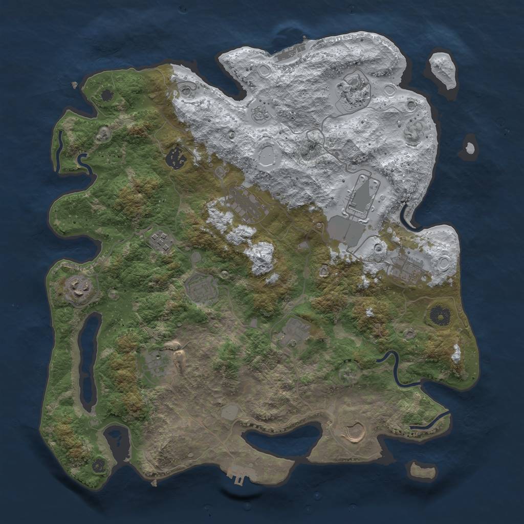 Rust Map: Procedural Map, Size: 3850, Seed: 2028704691, 20 Monuments