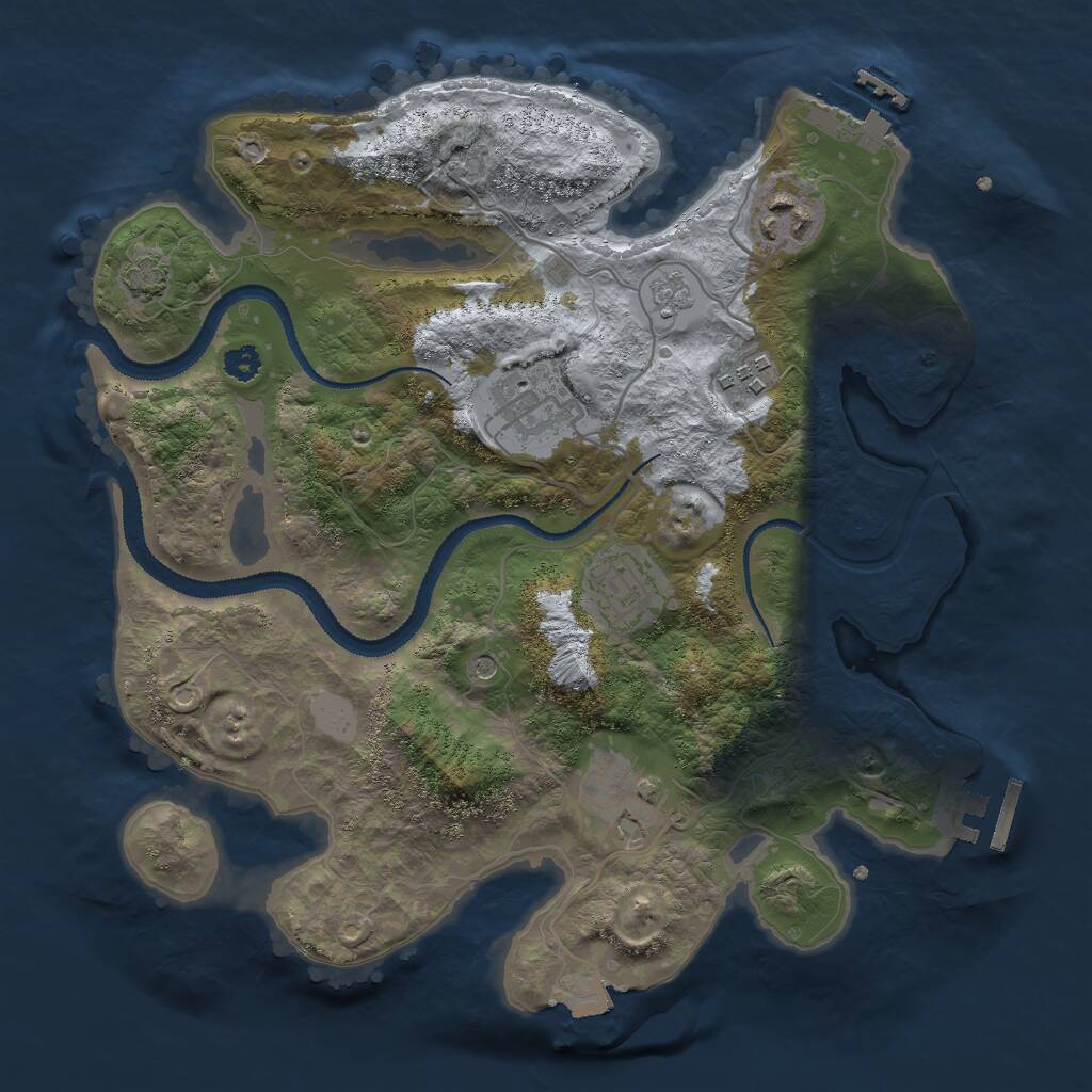 Rust Map: Procedural Map, Size: 3000, Seed: 1043964457, 11 Monuments