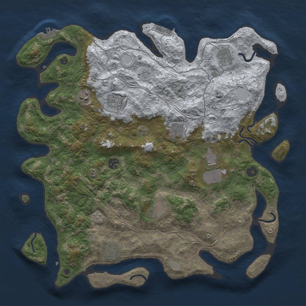 Rust Map: Procedural Map, Size: 4250, Seed: 1883734, 18 Monuments