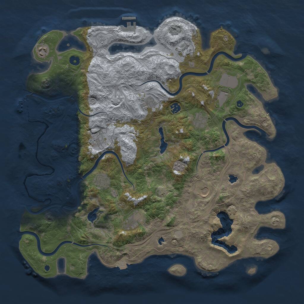Rust Map: Procedural Map, Size: 4500, Seed: 1929719740, 17 Monuments